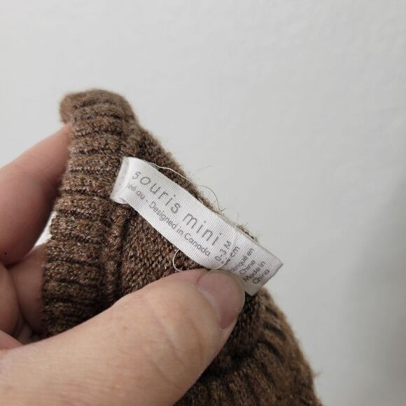 Souris Mini Size 0-3 Months Brown Long Sleeve Cable Knit Sweater Jumpsuit Onrsir - Picture 4 of 5